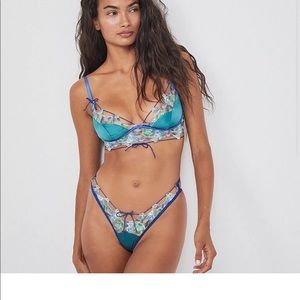 NWT For Love & Lemons Wrap Ikat Embroidered Bralette